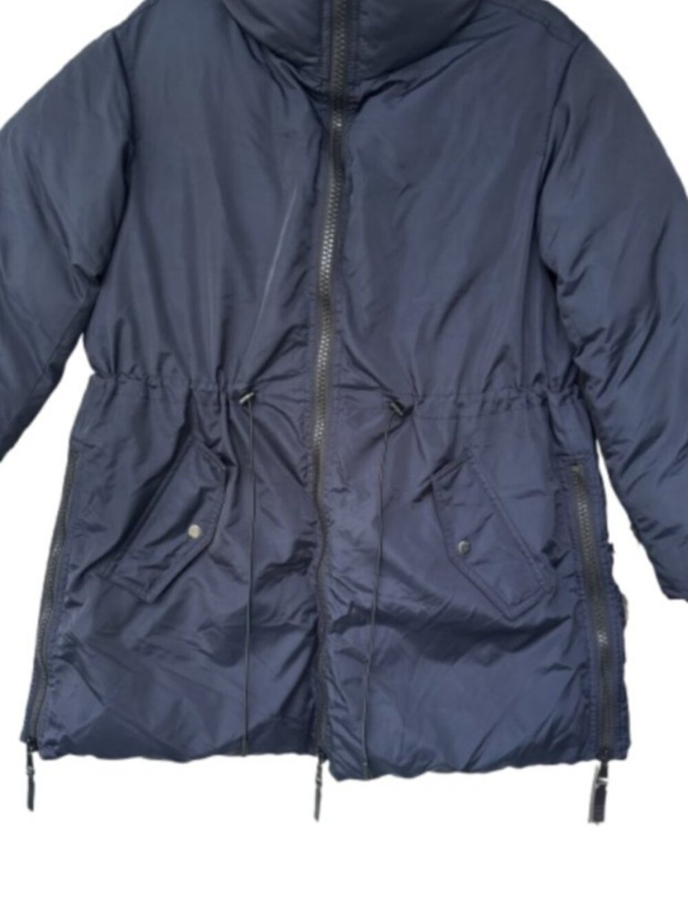 Club Monaco trapeze statement puffer coat jacket navy blue unisex size L - Picture 6 of 10